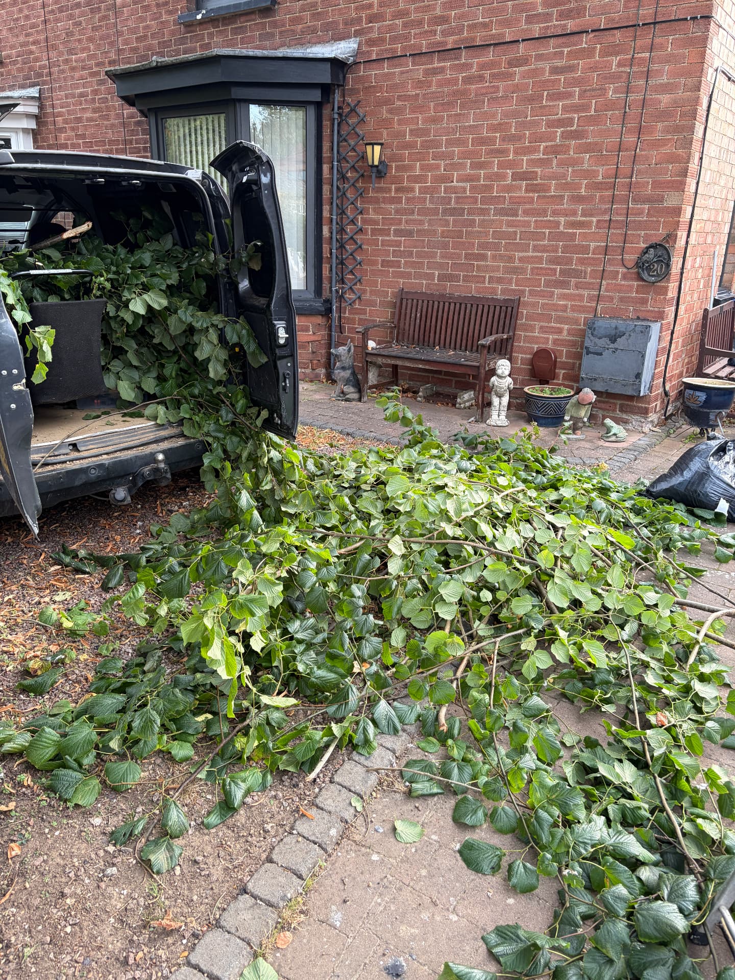 Van loaded with tree branches and cuttings taken away