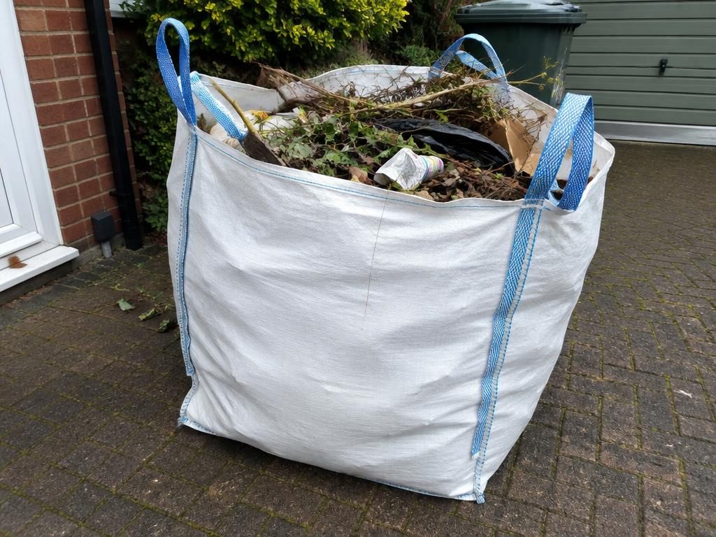 GPS Home Services skip bag filled with garden waste on a driveway